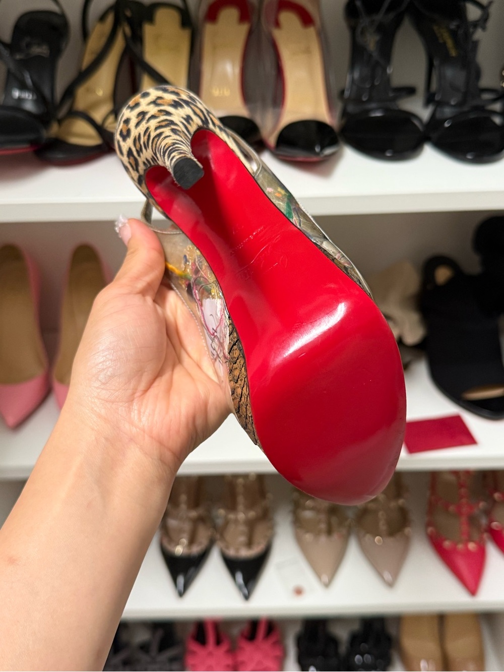 Christian Louboutin Leopard Print & Multicolor Peep-Toe Slingbacks - Picture 4 of 5